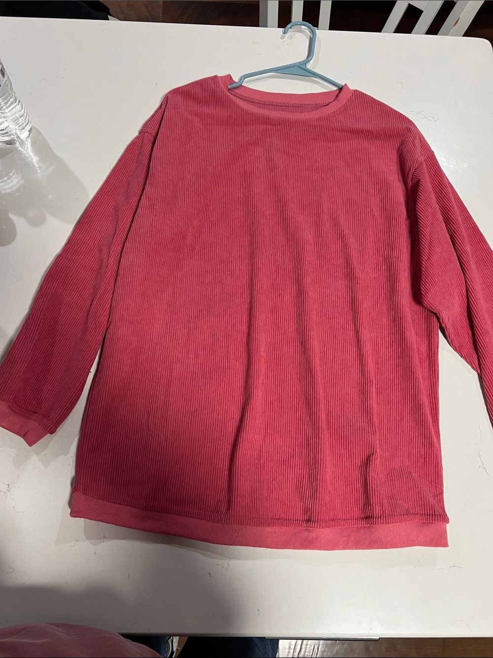 Corduroy Long Sleeve Top in Rose Pink